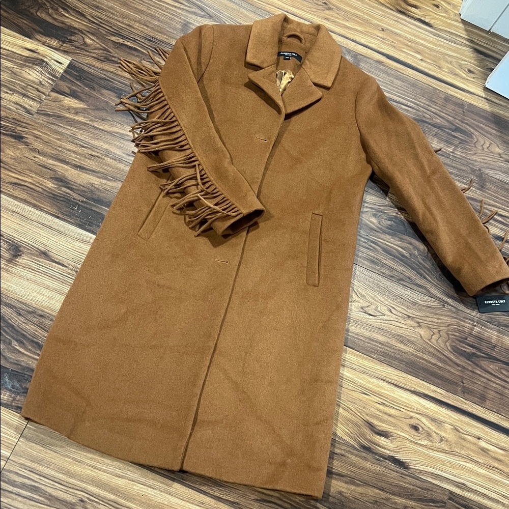 Kenneth Cole Tan Fringe Coat